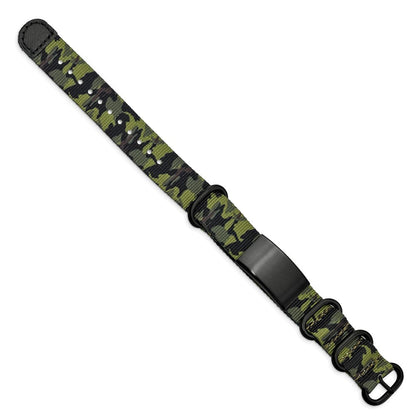 Edelstahl Gebürstet Blk Ip Grün Camo Stoff Verstellbar Id Armband