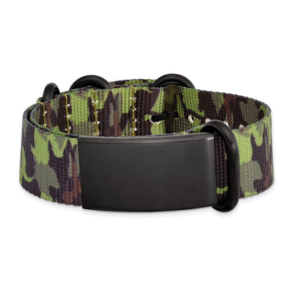 Edelstahl Gebürstet Blk Ip Grün Camo Stoff Verstellbar Id Armband