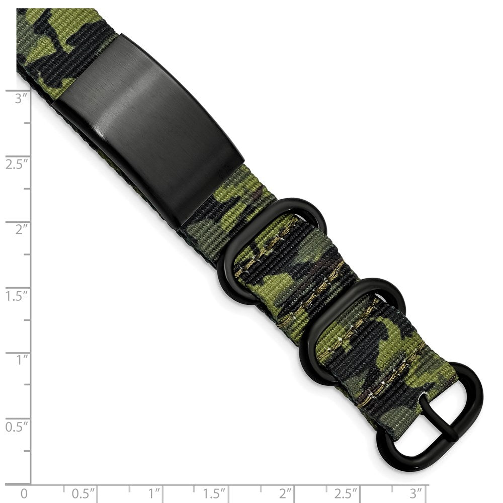 Edelstahl Gebürstet Blk Ip Grün Camo Stoff Verstellbar Id Armband