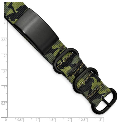Edelstahl Gebürstet Blk Ip Grün Camo Stoff Verstellbar Id Armband