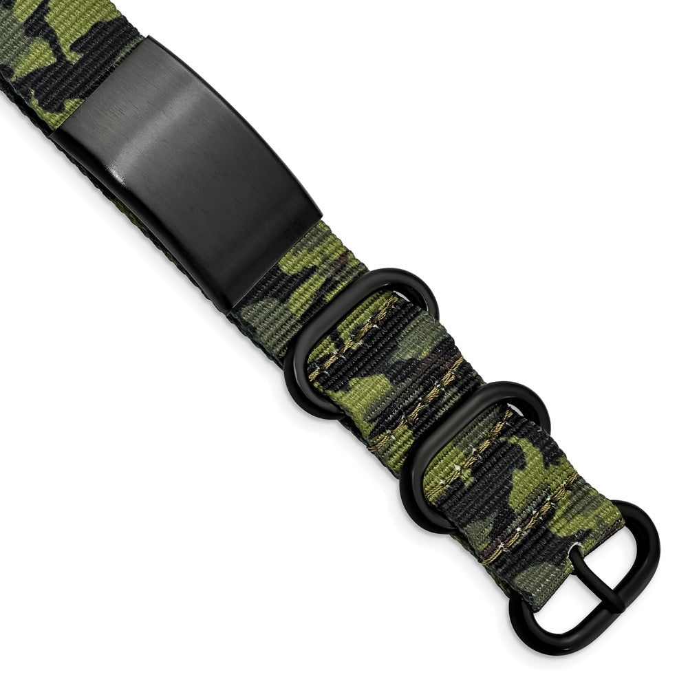 Edelstahl Gebürstet Blk Ip Grün Camo Stoff Verstellbar Id Armband
