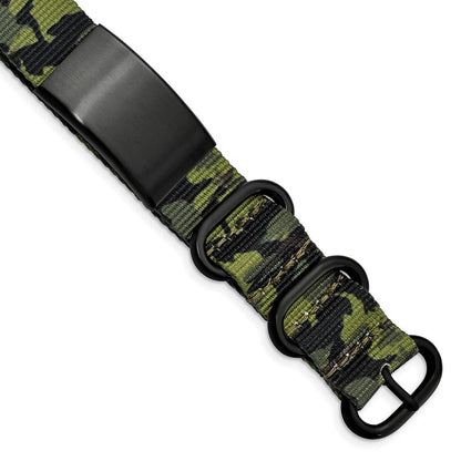 Edelstahl Gebürstet Blk Ip Grün Camo Stoff Verstellbar Id Armband