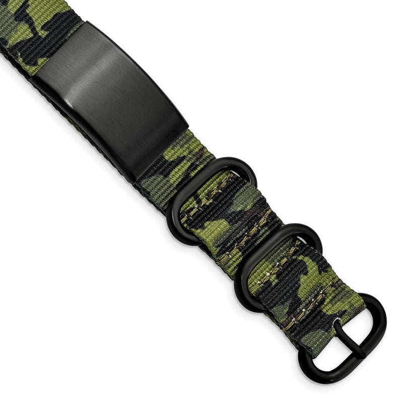 Edelstahl Gebürstet Blk Ip Grün Camo Stoff Verstellbar Id Armband