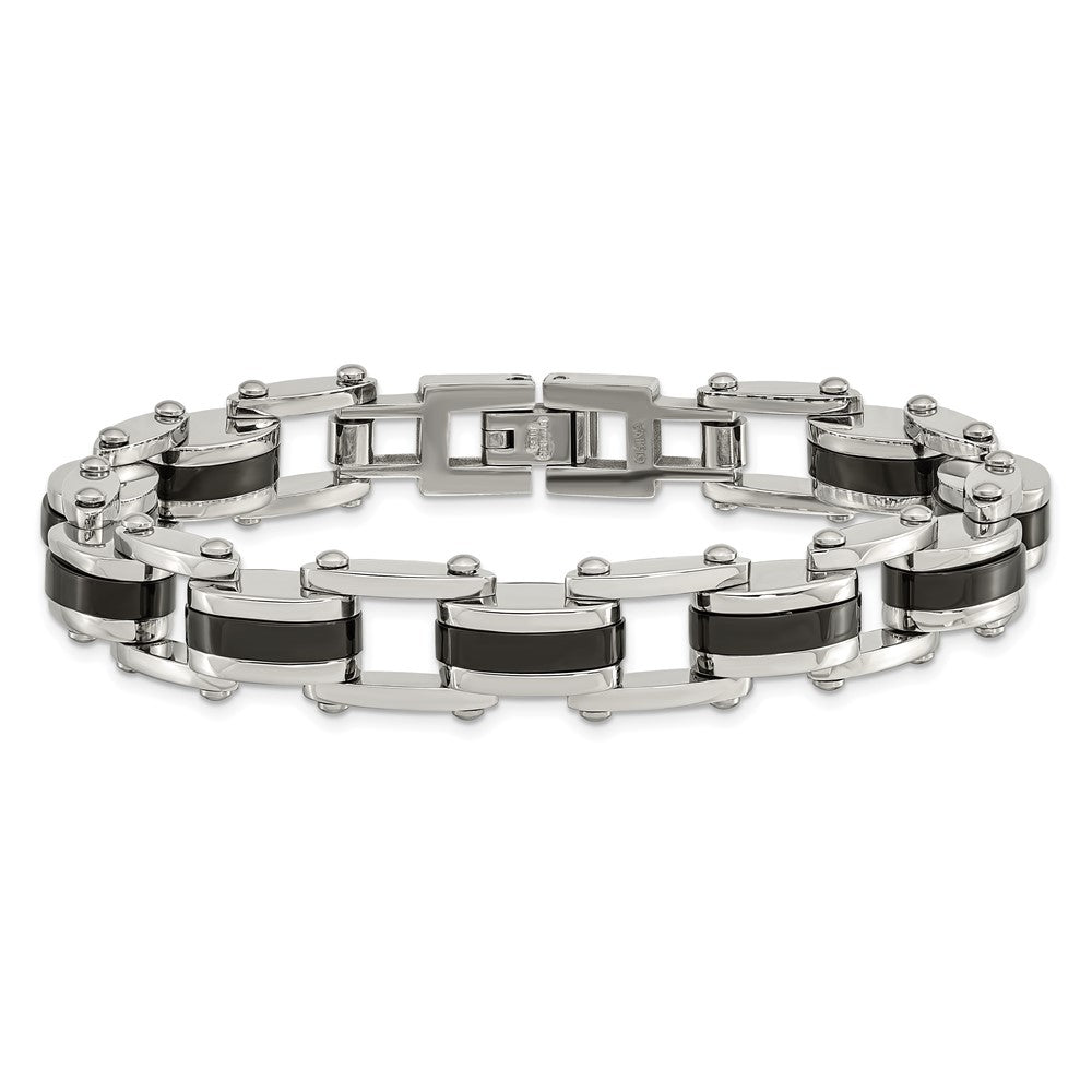 8.75 Zoll Chisel Edelstahl Poliert Schwarz Ip-beschichtet 8.5 Armband