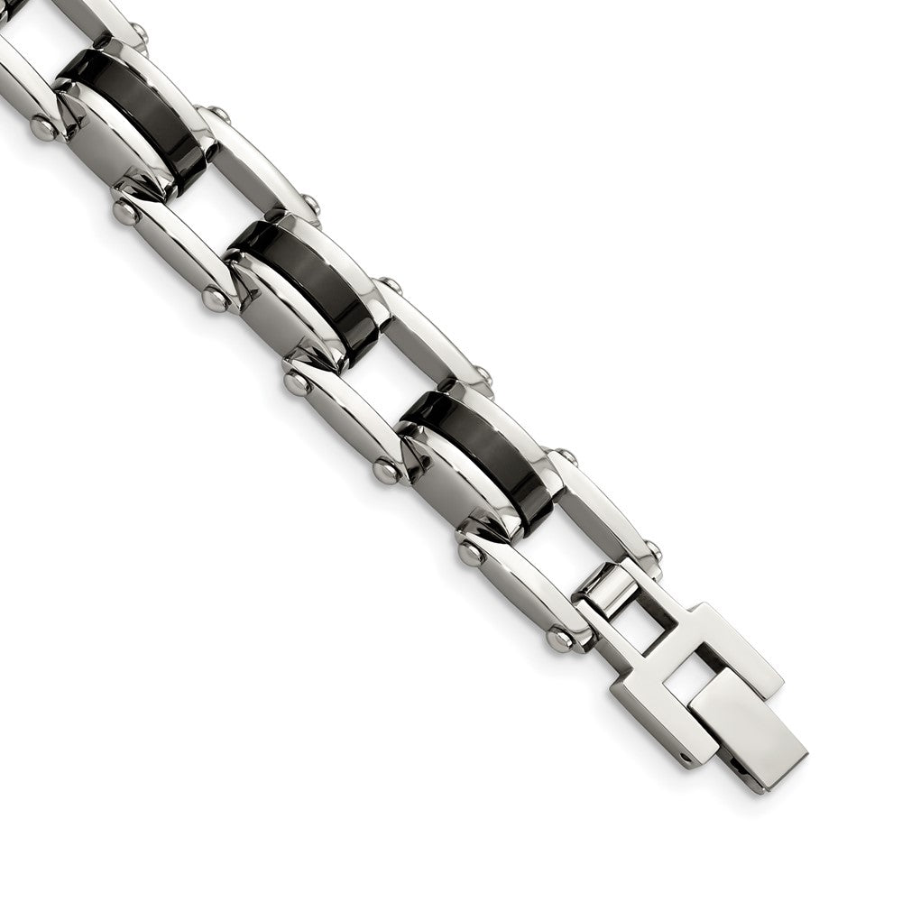 8.75 Zoll Chisel Edelstahl Poliert Schwarz Ip-beschichtet 8.5 Armband
