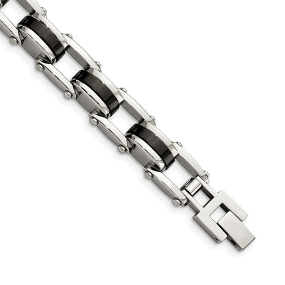 8.75 Zoll Chisel Edelstahl Poliert Schwarz Ip-beschichtet 8.5 Armband
