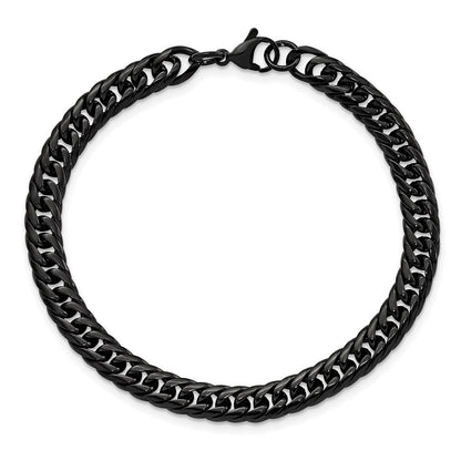 Edelstahl Chisel Poliert Schwarz Ip-beschichtet 9 Zoll Panzer Gliederarmband