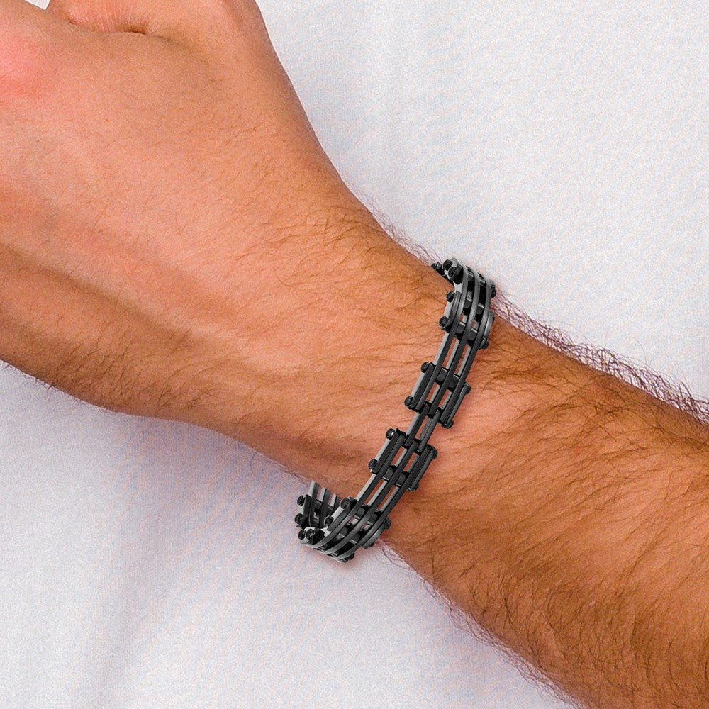 8.5 Zoll Edelstahl Poliert Schwarz Ip-beschichtet Armband