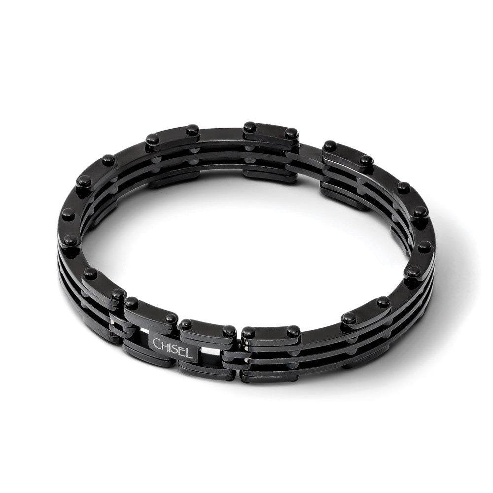 8.5 Zoll Edelstahl Poliert Schwarz Ip-beschichtet Armband