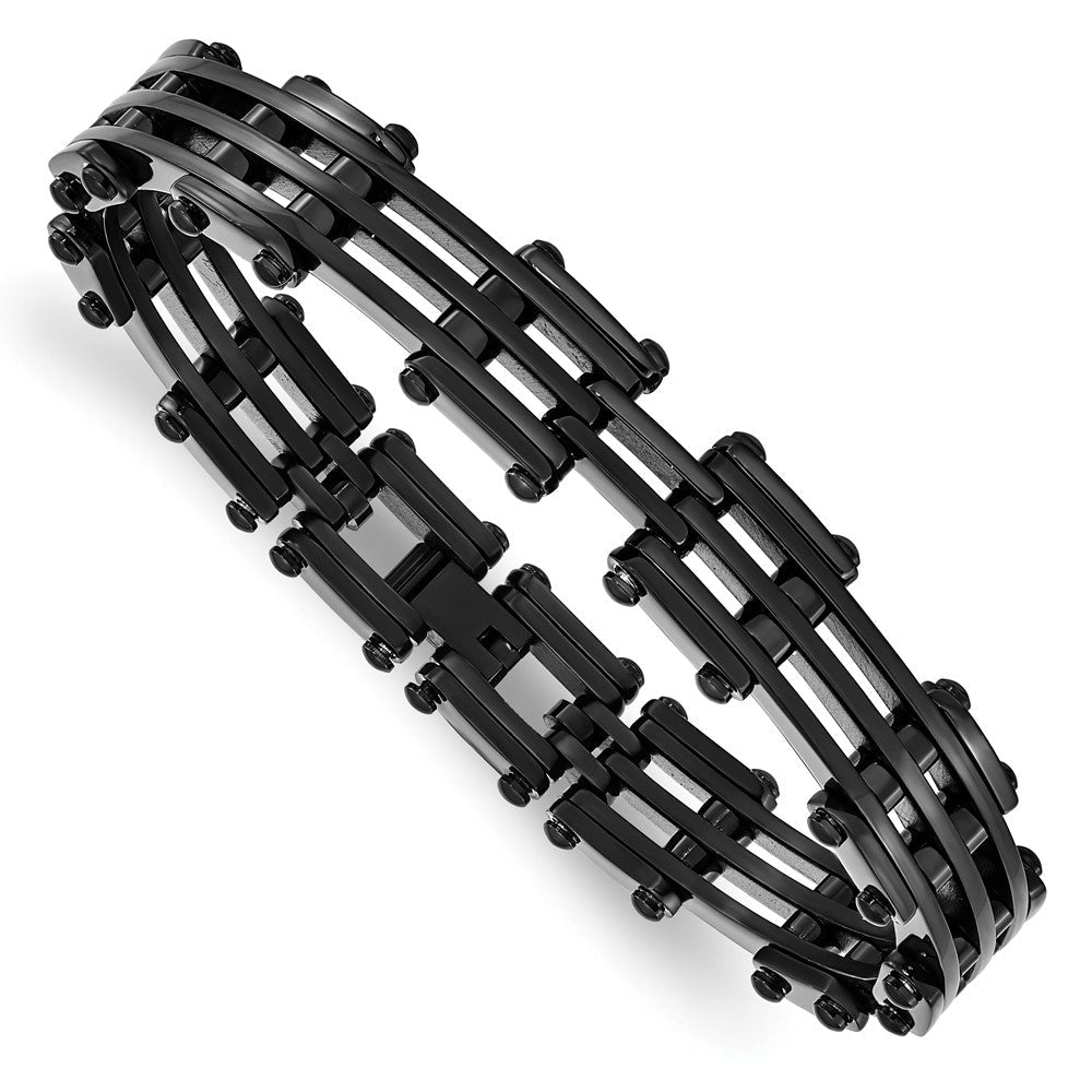 8.5 Zoll Edelstahl Poliert Schwarz Ip-beschichtet Armband