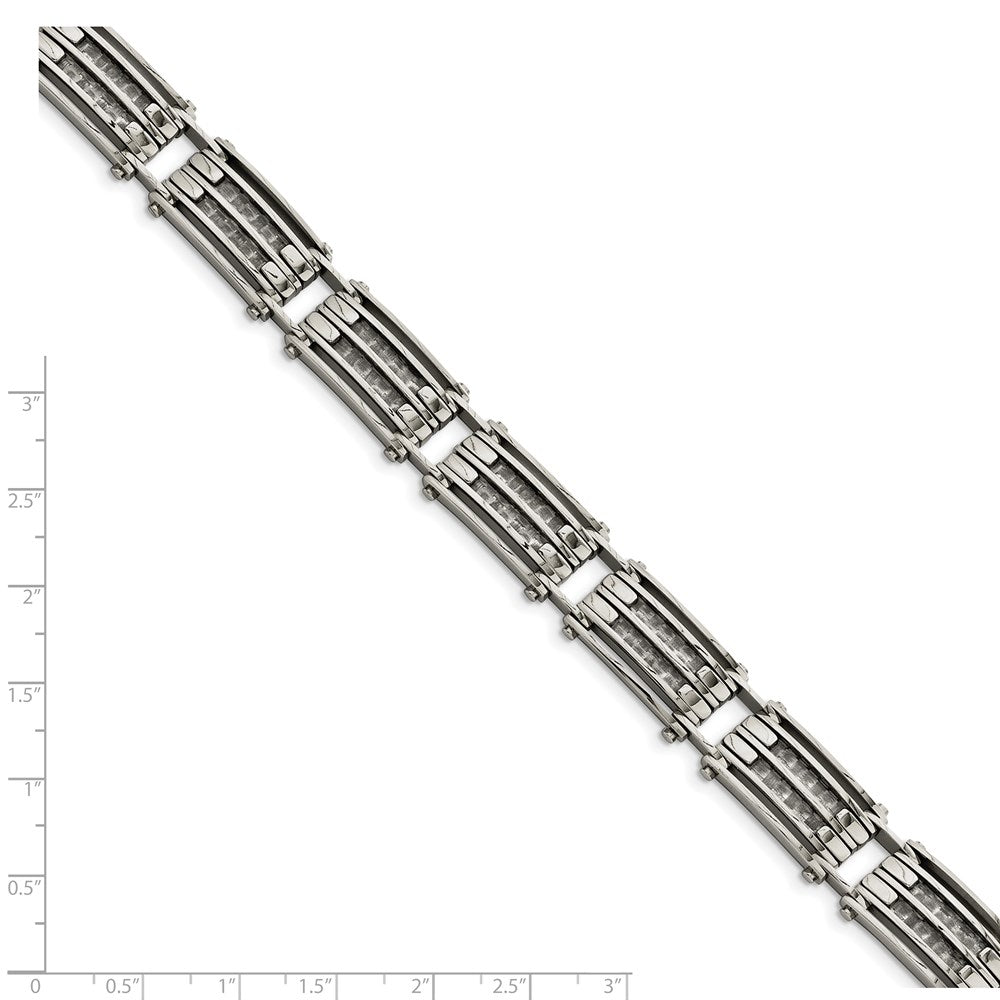 Edelstahl Chisel Poliert mit Grau Karbon Faser Einlage 8.25 Zoll Glieder Armband