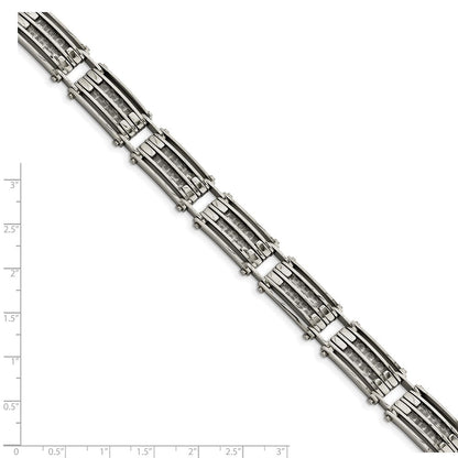 Edelstahl Chisel Poliert mit Grau Karbon Faser Einlage 8.25 Zoll Glieder Armband