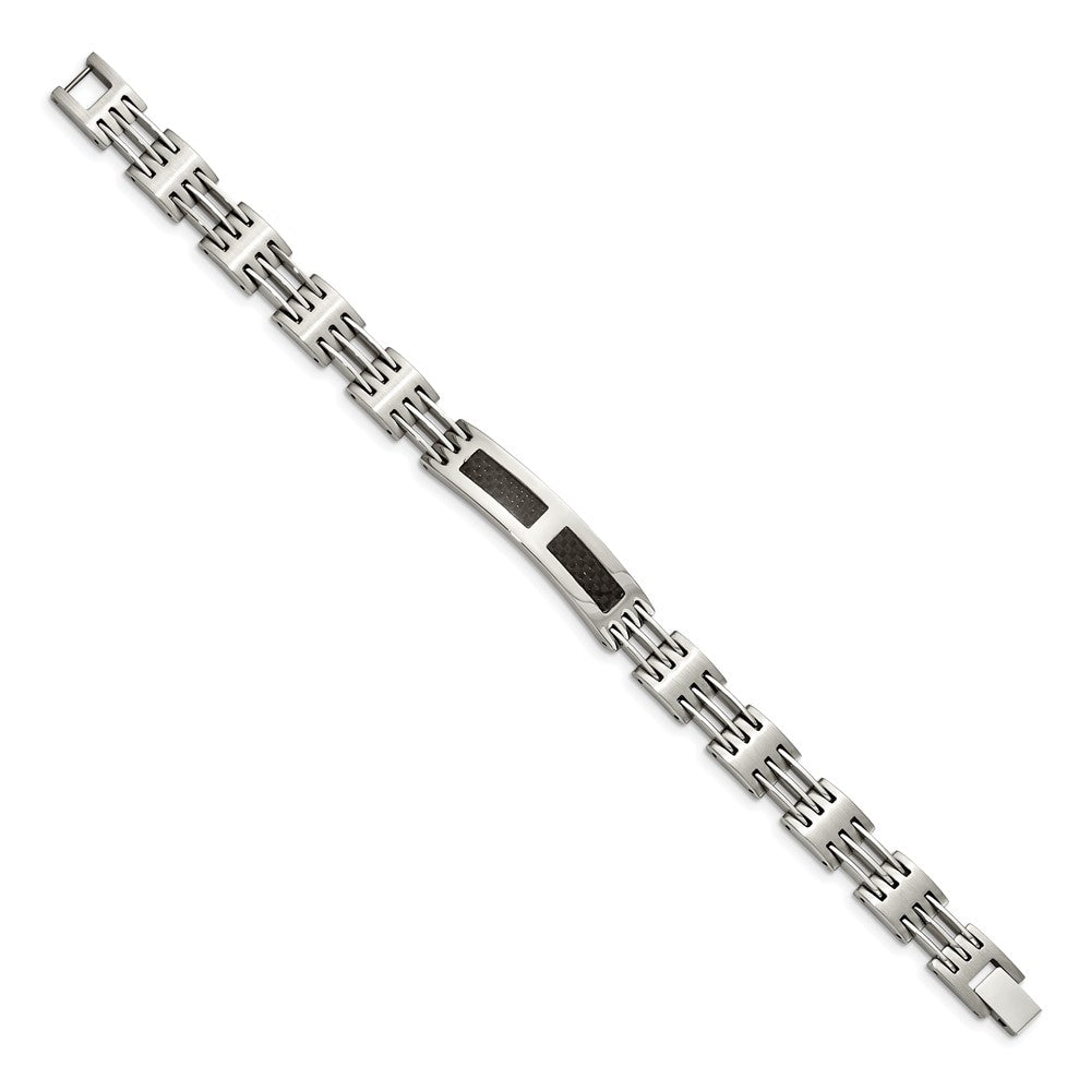 8.5 Zoll Edelstahl Poliert mit Schwarz Karbon Faser Einlage 8.5 Zoll Id Armband