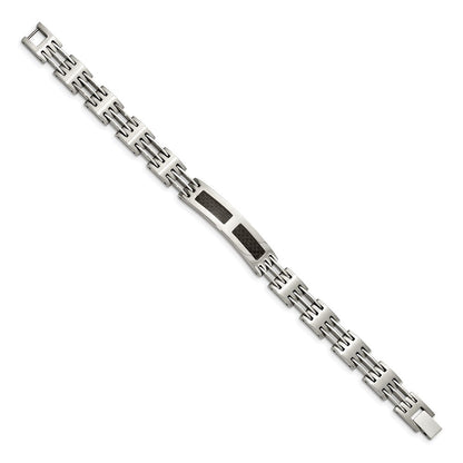 8.5 Zoll Edelstahl Poliert mit Schwarz Karbon Faser Einlage 8.5 Zoll Id Armband