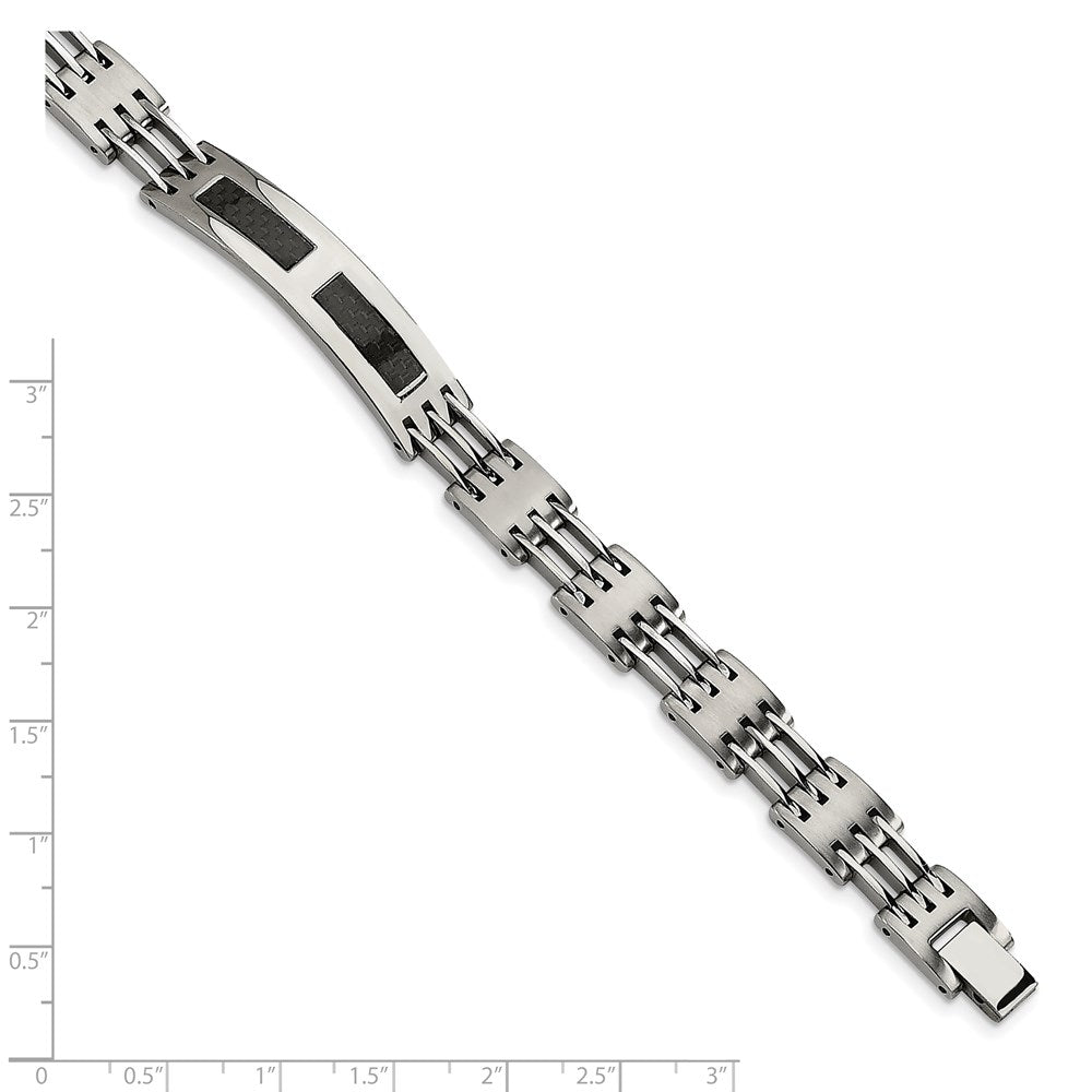 8.5 Zoll Edelstahl Poliert mit Schwarz Karbon Faser Einlage 8.5 Zoll Id Armband