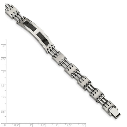 8.5 Zoll Edelstahl Poliert mit Schwarz Karbon Faser Einlage 8.5 Zoll Id Armband