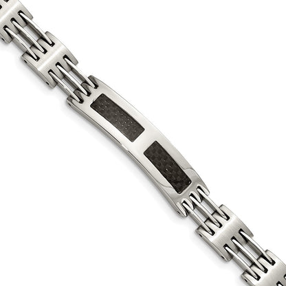 8.5 Zoll Edelstahl Poliert mit Schwarz Karbon Faser Einlage 8.5 Zoll Id Armband