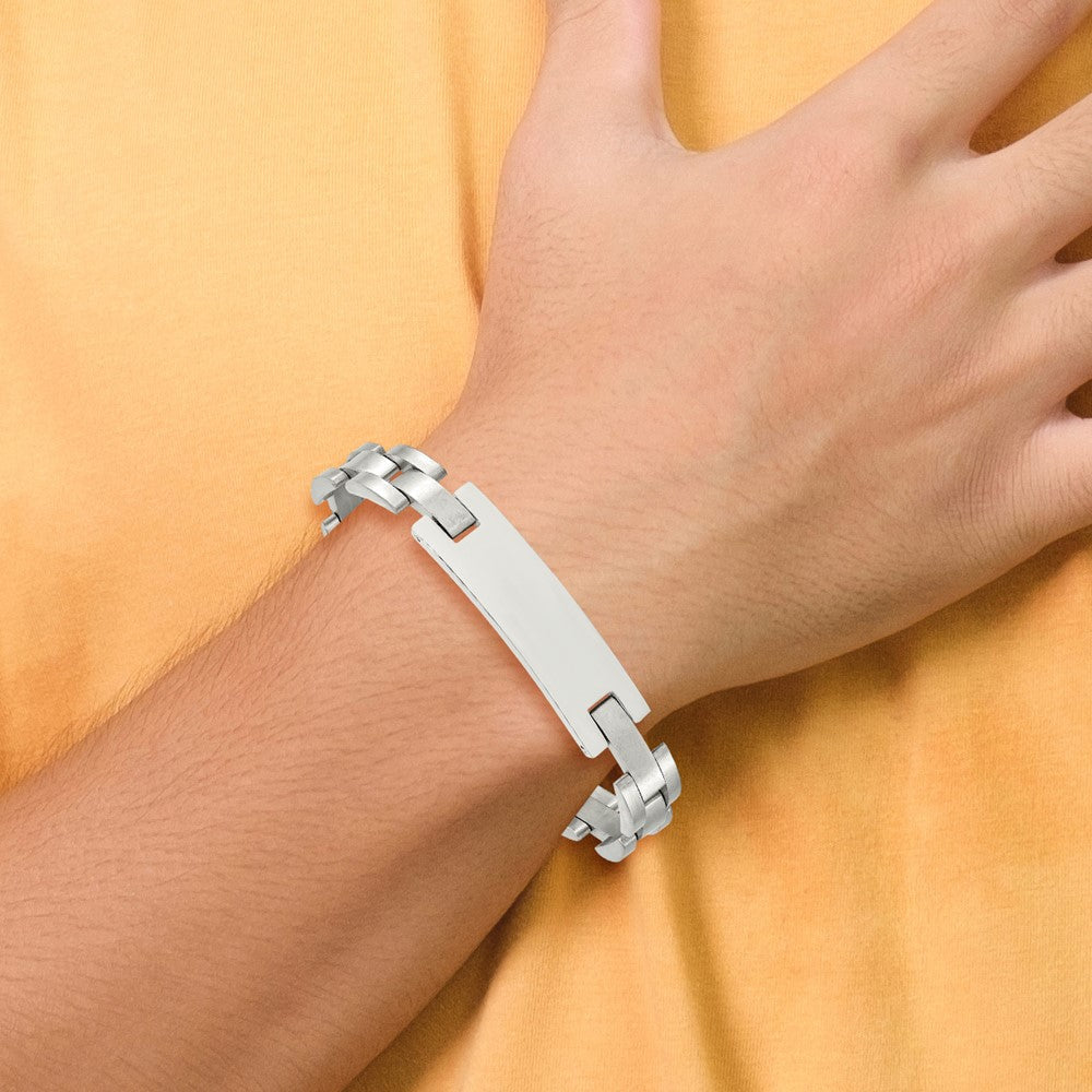 Edelstahl Chisel Gebürstet und Poliert 9.25 Zoll Id Armband