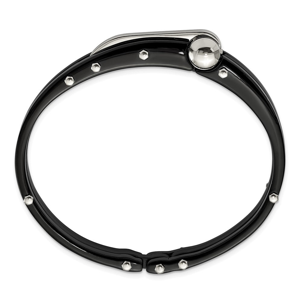 Edelstahl Chisel Poliert Schwarz Ip-beschichtet und Pvc Klappbar Armreif