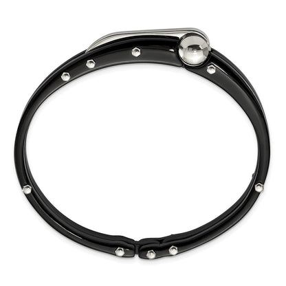 Edelstahl Chisel Poliert Schwarz Ip-beschichtet und Pvc Klappbar Armreif