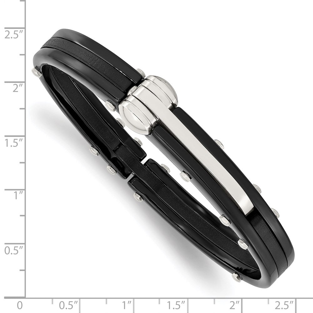 Edelstahl Chisel Poliert Schwarz Ip-beschichtet und Pvc Klappbar Armreif