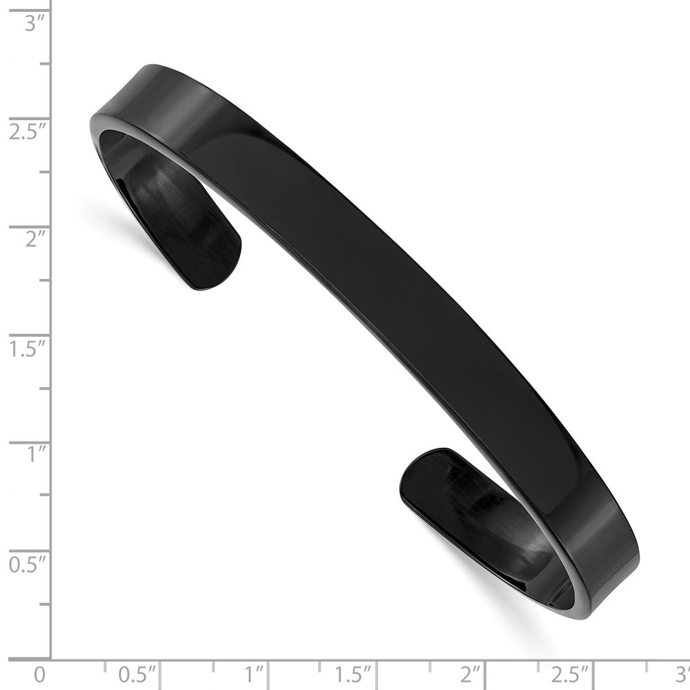 Edelstahl Chisel Poliert Schwarz Ip-beschichtet 9mm Manschette Armreif