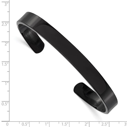 Edelstahl Chisel Poliert Schwarz Ip-beschichtet 9mm Manschette Armreif