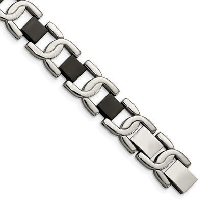 Edelstahl Chisel Poliert Schwarz Ip-beschichtet 8 Zoll Fantasieglieder Armband