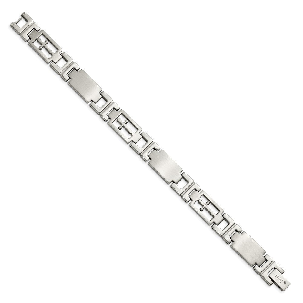 8.5 Zoll Chisel Edelstahl Gebürstet und Poliert Kreuz 8.25 Glieder Armband