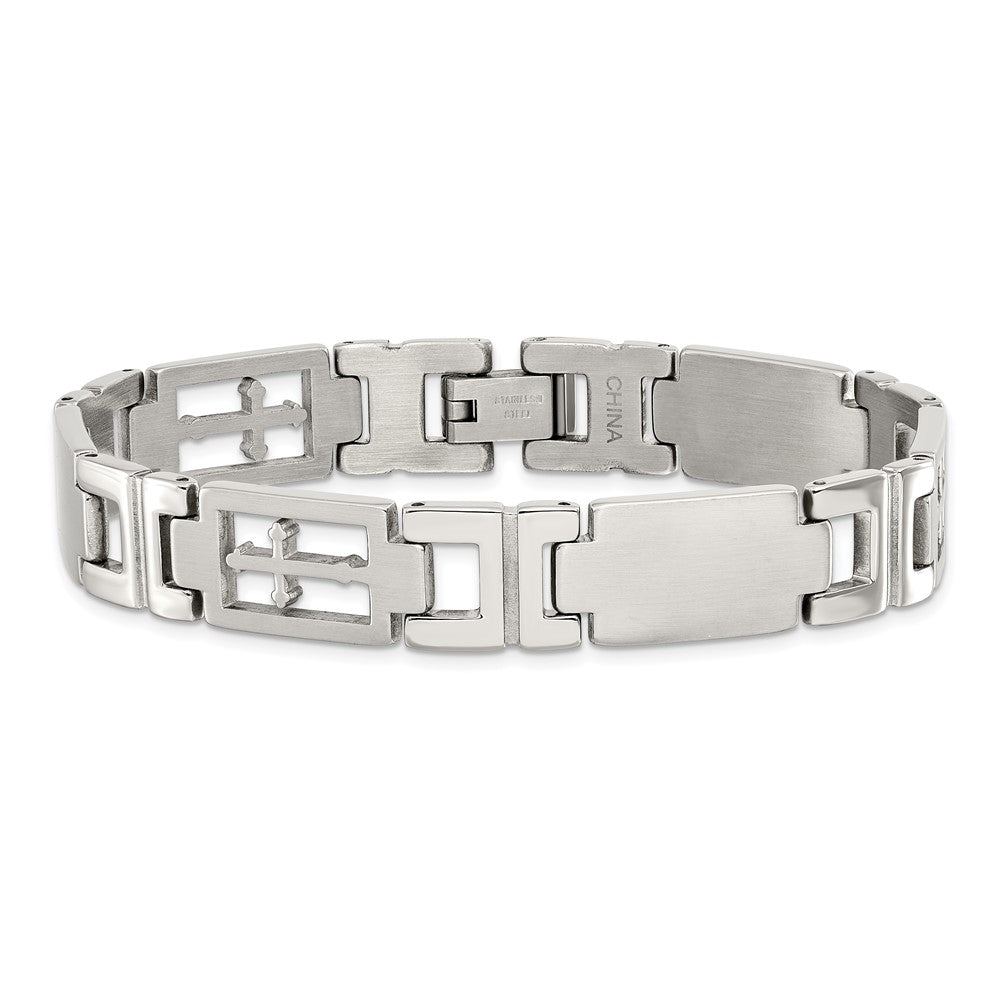 8.5 Zoll Chisel Edelstahl Gebürstet und Poliert Kreuz 8.25 Glieder Armband
