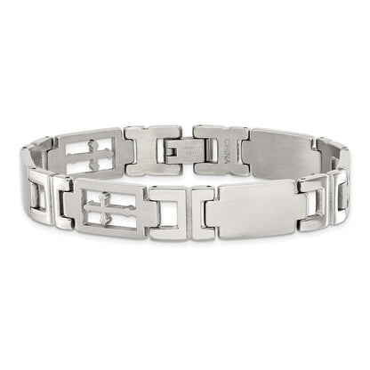 8.5 Zoll Chisel Edelstahl Gebürstet und Poliert Kreuz 8.25 Glieder Armband