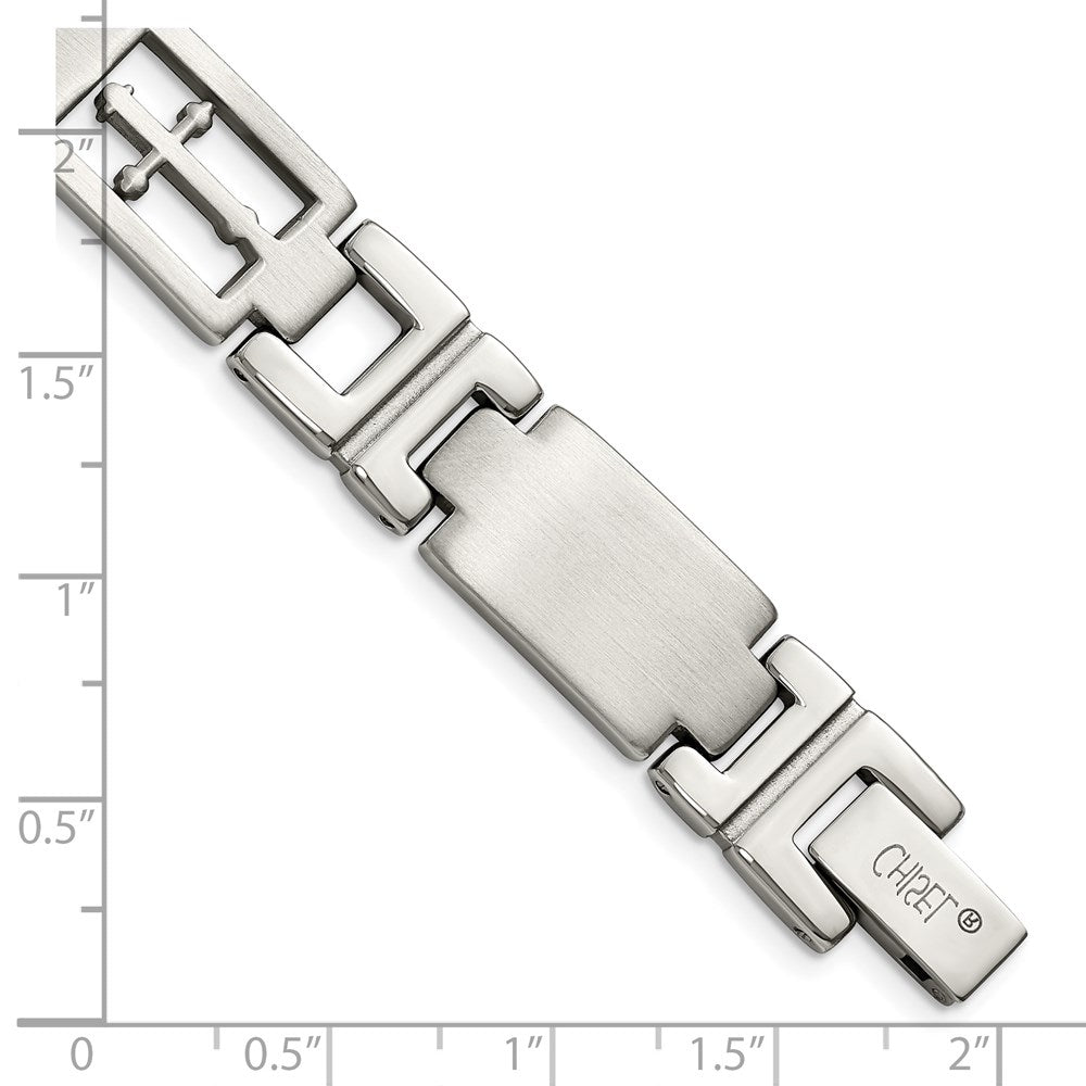 8.5 Zoll Chisel Edelstahl Gebürstet und Poliert Kreuz 8.25 Glieder Armband