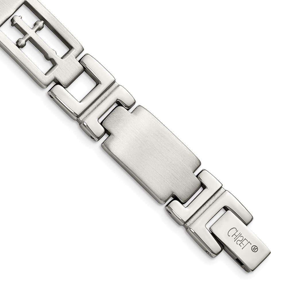 8.5 Zoll Chisel Edelstahl Gebürstet und Poliert Kreuz 8.25 Glieder Armband
