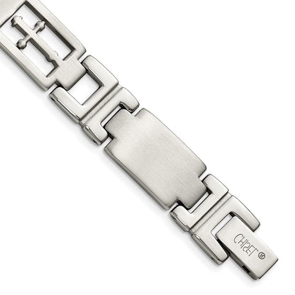 8.5 Zoll Chisel Edelstahl Gebürstet und Poliert Kreuz 8.25 Glieder Armband