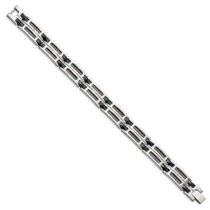 Edelstahl Chisel Poliert mit Dunkel Blau Keramik und Ankerkette Einlage 8.75 Zoll Glieder Armband