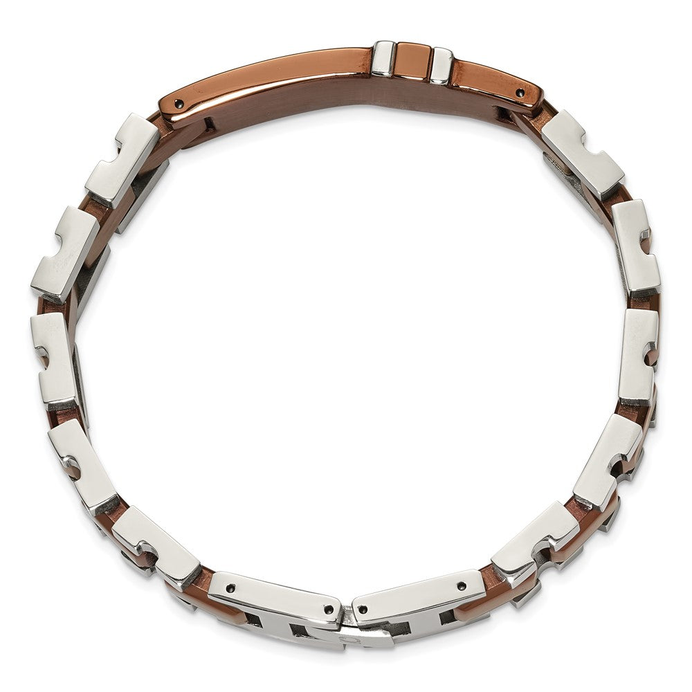 Edelstahl Chisel Poliert Braun Ip-beschichtet Mit.01 Karat Diamant 8.5 Zoll Armband