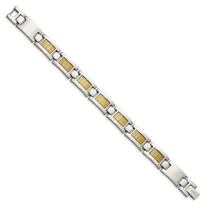 Edelstahl Chisel Poliert mit 18K Gold Foil Einlage 8.25 Zoll Glieder Armband