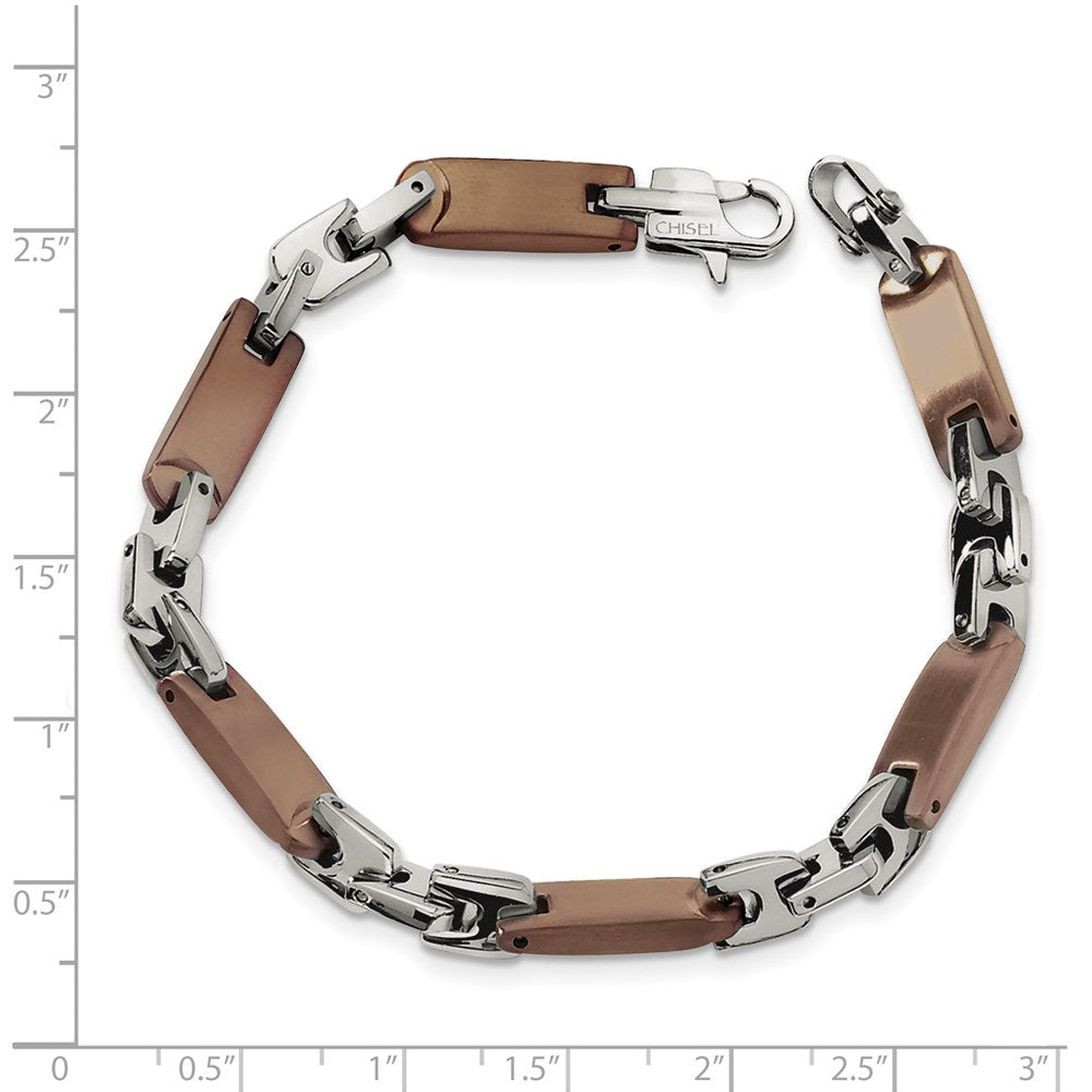 Edelstahl Chisel Poliert Braun Ip-beschichtet 8.25 Zoll Armband