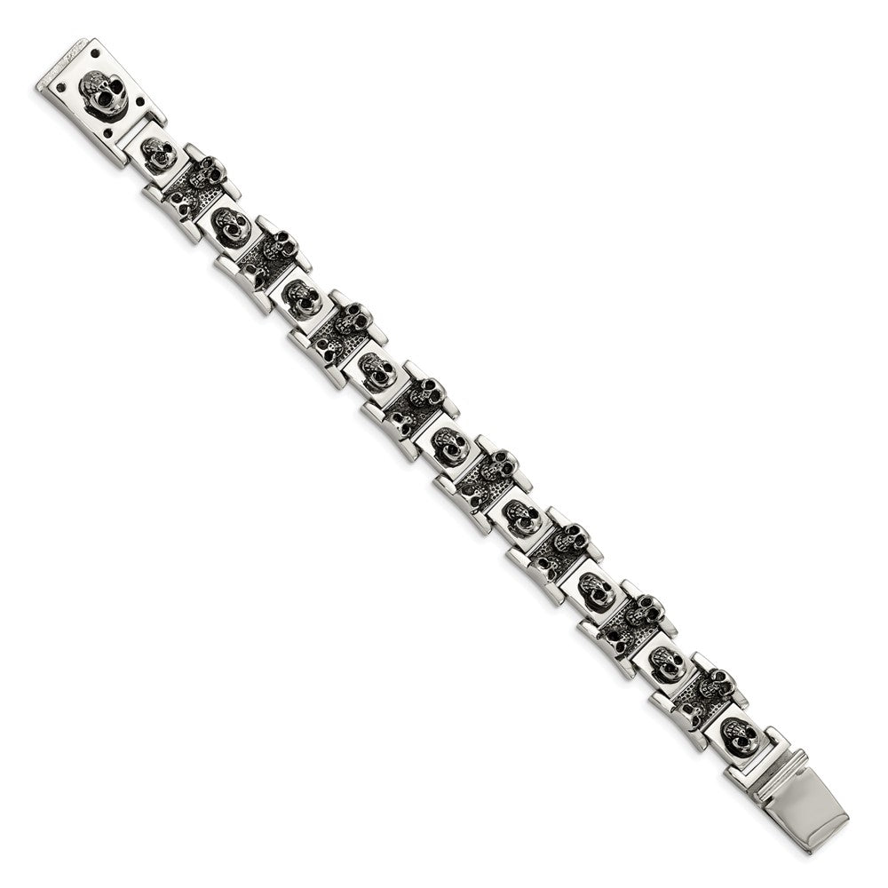 8 Zoll Chisel Edelstahl Antikisiert und Poliert Totenkopf Glieder 8.25 Armband