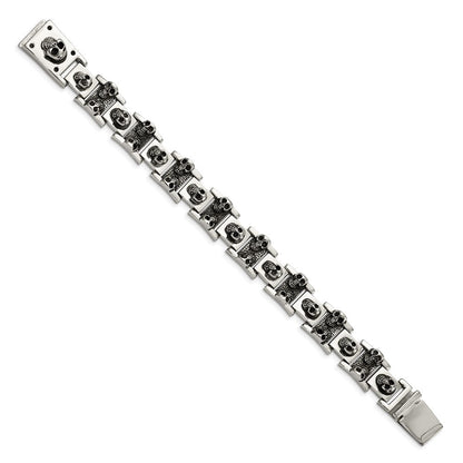 8 Zoll Chisel Edelstahl Antikisiert und Poliert Totenkopf Glieder 8.25 Armband