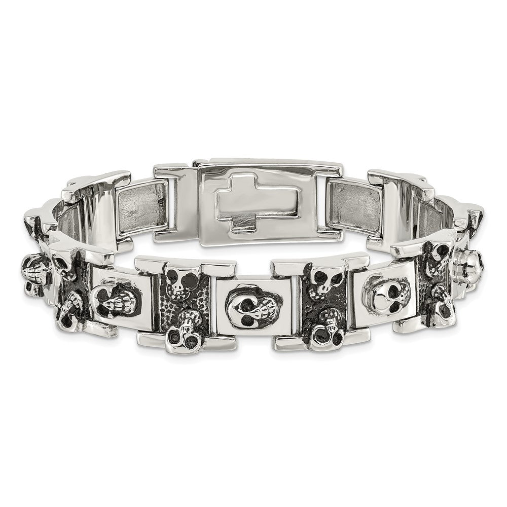8 Zoll Chisel Edelstahl Antikisiert und Poliert Totenkopf Glieder 8.25 Armband