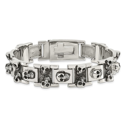 8 Zoll Chisel Edelstahl Antikisiert und Poliert Totenkopf Glieder 8.25 Armband