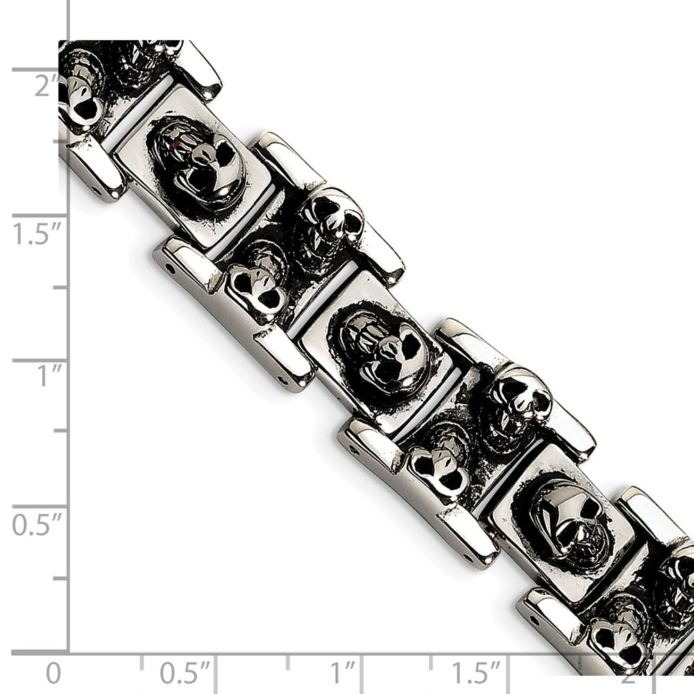 8 Zoll Chisel Edelstahl Antikisiert und Poliert Totenkopf Glieder 8.25 Armband