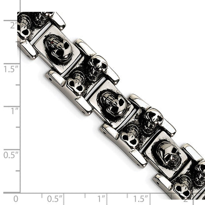 8 Zoll Chisel Edelstahl Antikisiert und Poliert Totenkopf Glieder 8.25 Armband