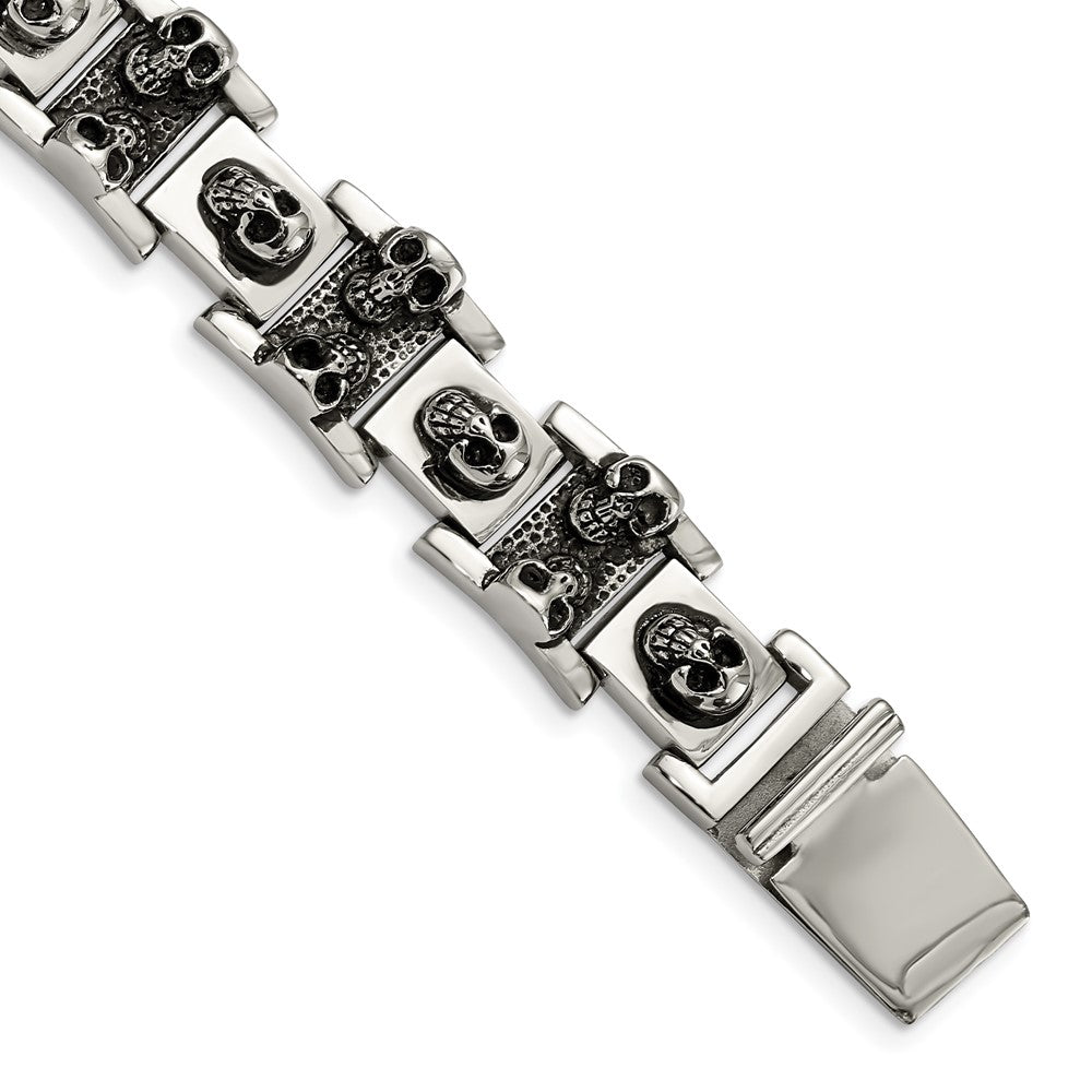 8 Zoll Chisel Edelstahl Antikisiert und Poliert Totenkopf Glieder 8.25 Armband