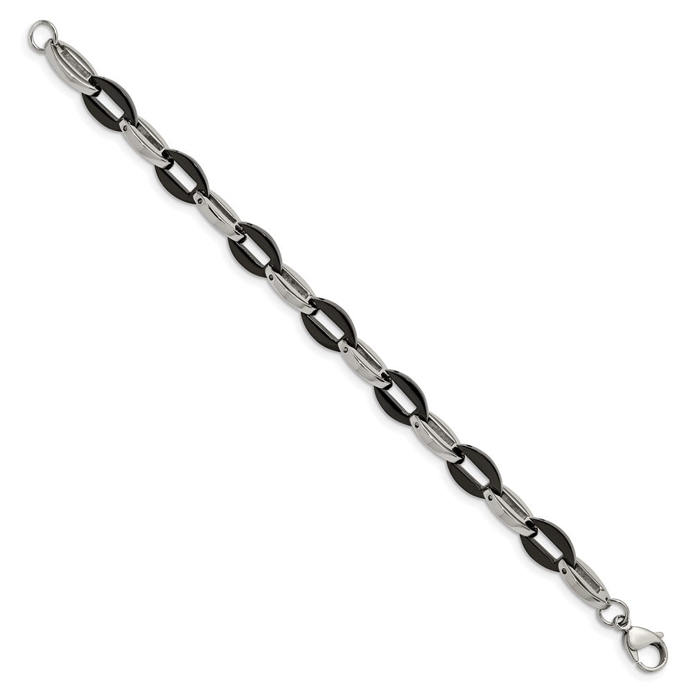 Edelstahl Chisel Poliert Schwarz Ip-beschichtet Oval Glieder Gliederarmband