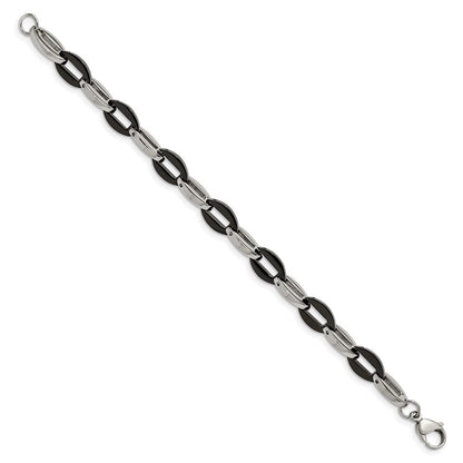 Edelstahl Chisel Poliert Schwarz Ip-beschichtet Oval Glieder Gliederarmband