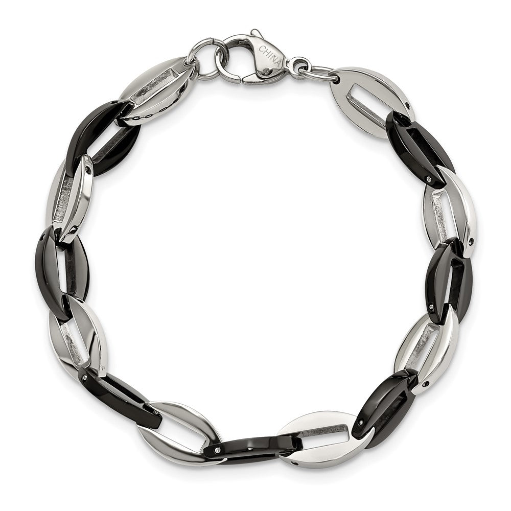 Edelstahl Chisel Poliert Schwarz Ip-beschichtet Oval Glieder Gliederarmband