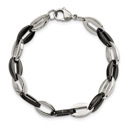 Edelstahl Chisel Poliert Schwarz Ip-beschichtet Oval Glieder Gliederarmband