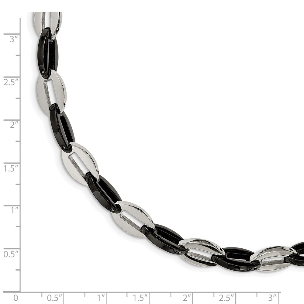 Edelstahl Chisel Poliert Schwarz Ip-beschichtet Oval Glieder Gliederarmband